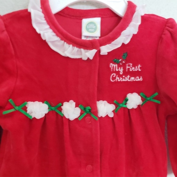 'Little Me My First Christmas' Velour Footie Outfit 3 Mo - Picture 2 of 4